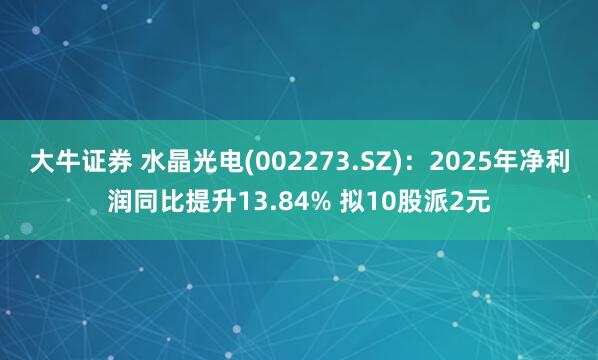 大牛证券 水晶光电(002273.SZ)：2025年净利润同比提升13.84% 拟10股派2元